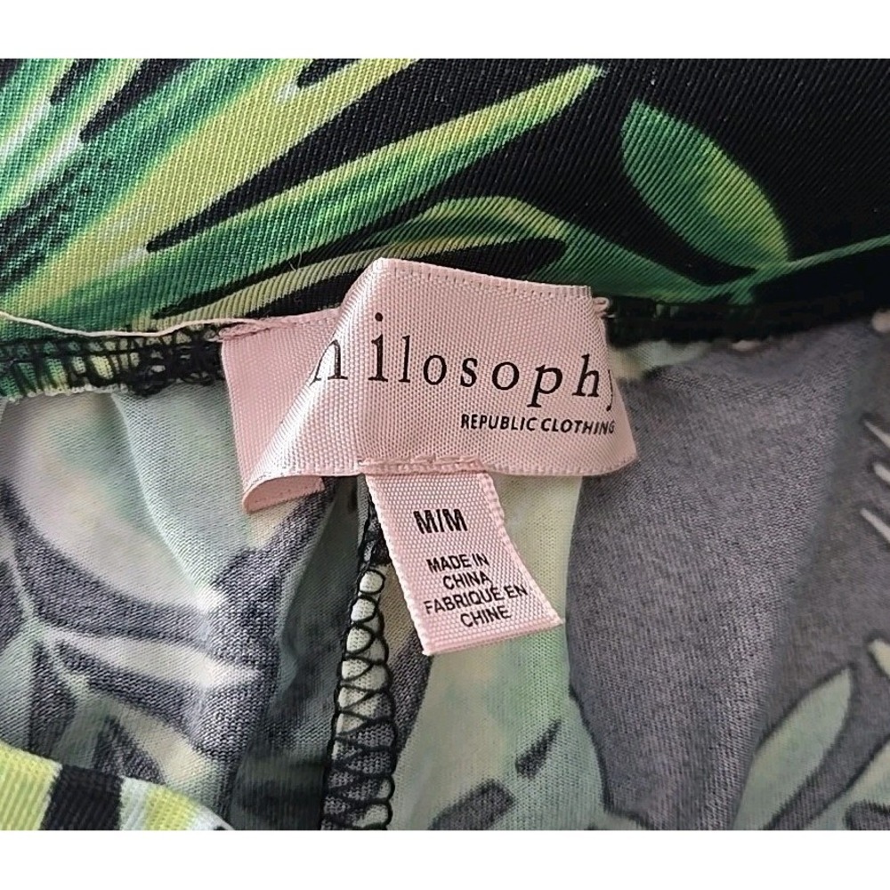 PHILOSOPHY Wide Leg Floral PALM TROPICAL Pull On Pants PLEATED Women's Medium - Picture 7 of 9